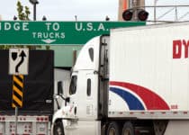 Semi-truck crossing Canada border