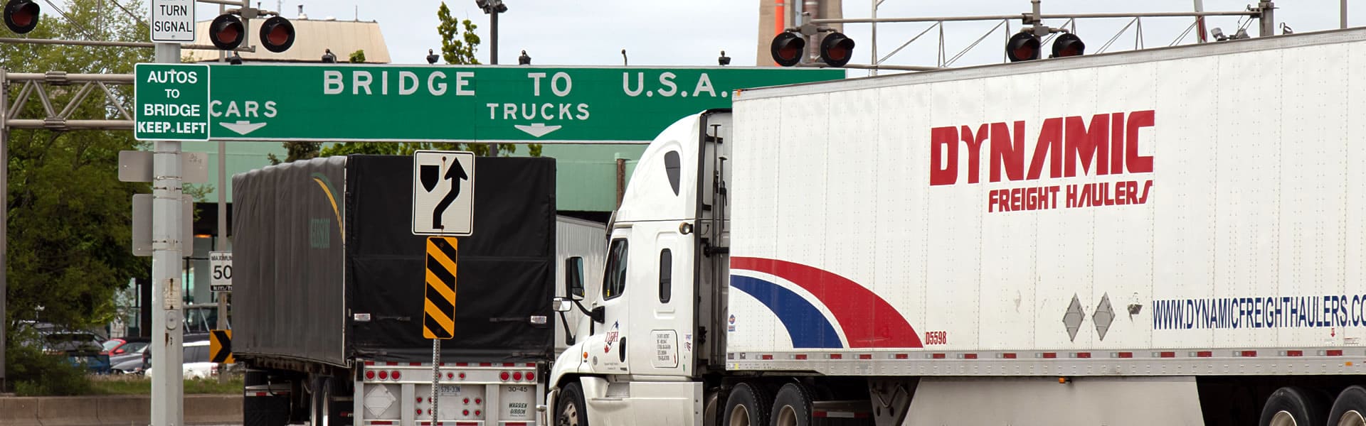 Semi-truck crossing Canada border